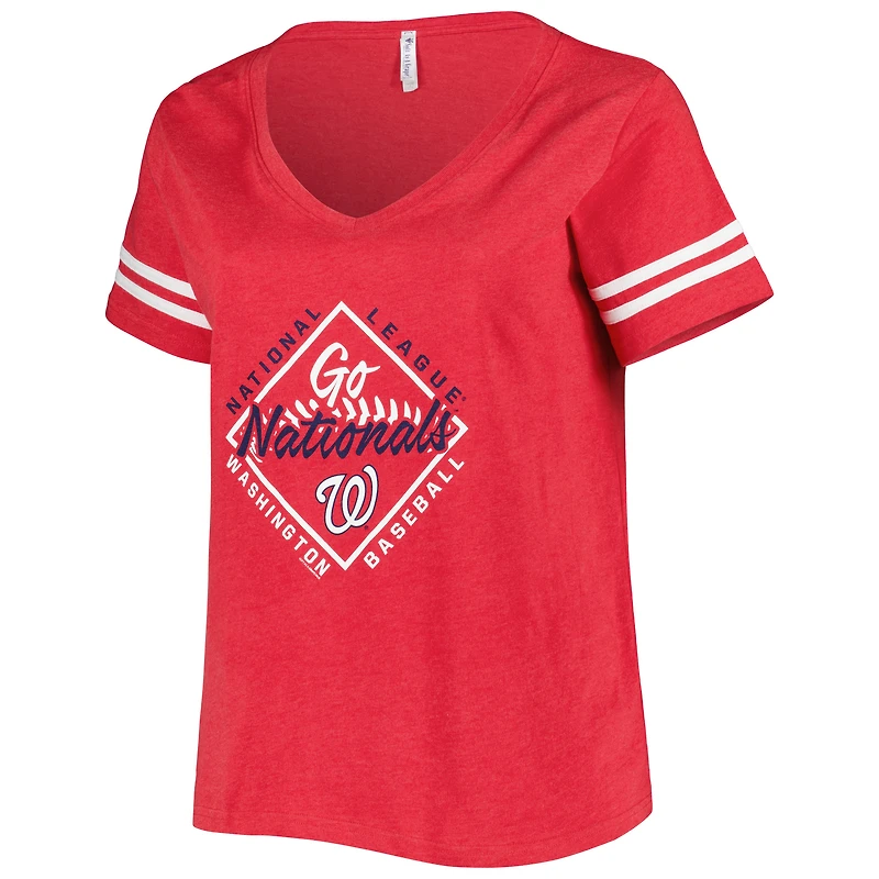 T-shirt en jersey à col V grande taille pour femme, couleur rouge doux comme un raisin, Washington Nationals