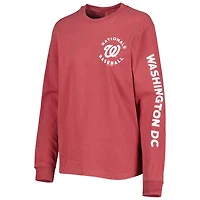 T-shirt a manches longues pour femme Soft as Grape Red Washington Nationals Team Pigment Dye