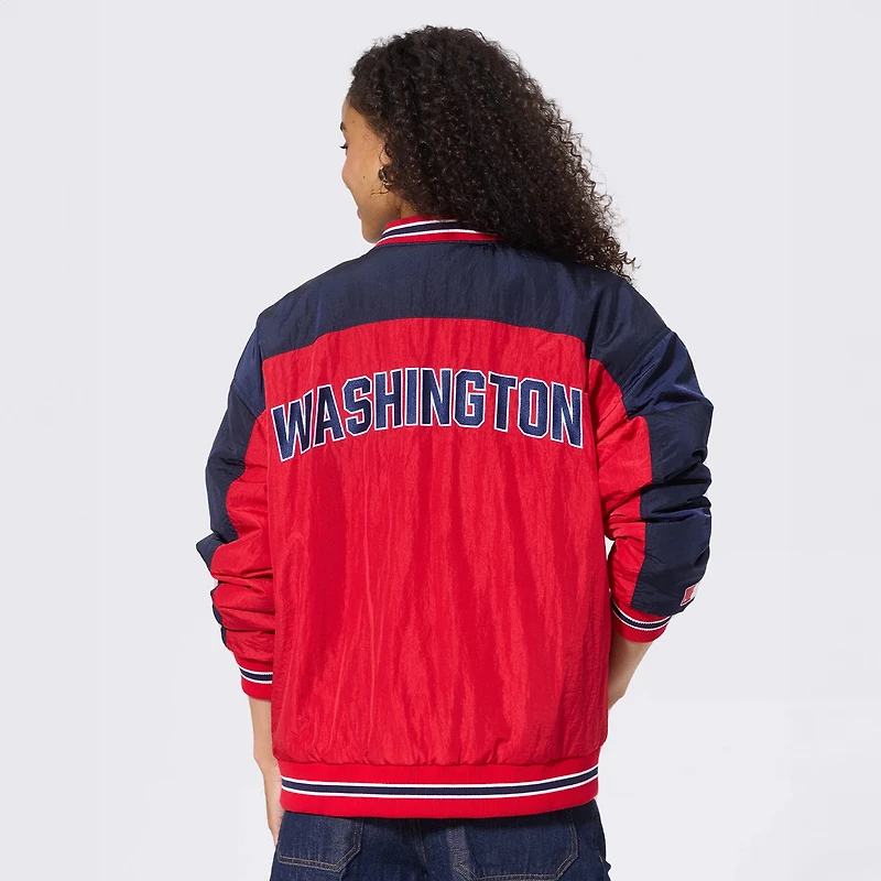 Women's Terez Red Washington Nationals Time Out Full-Snap Bomber Jacket