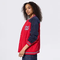 Women's Terez Red Washington Nationals Time Out Full-Snap Bomber Jacket