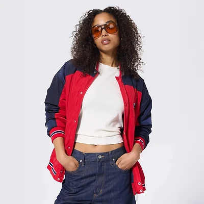 Women's Terez Red Washington Nationals Time Out Full-Snap Bomber Jacket