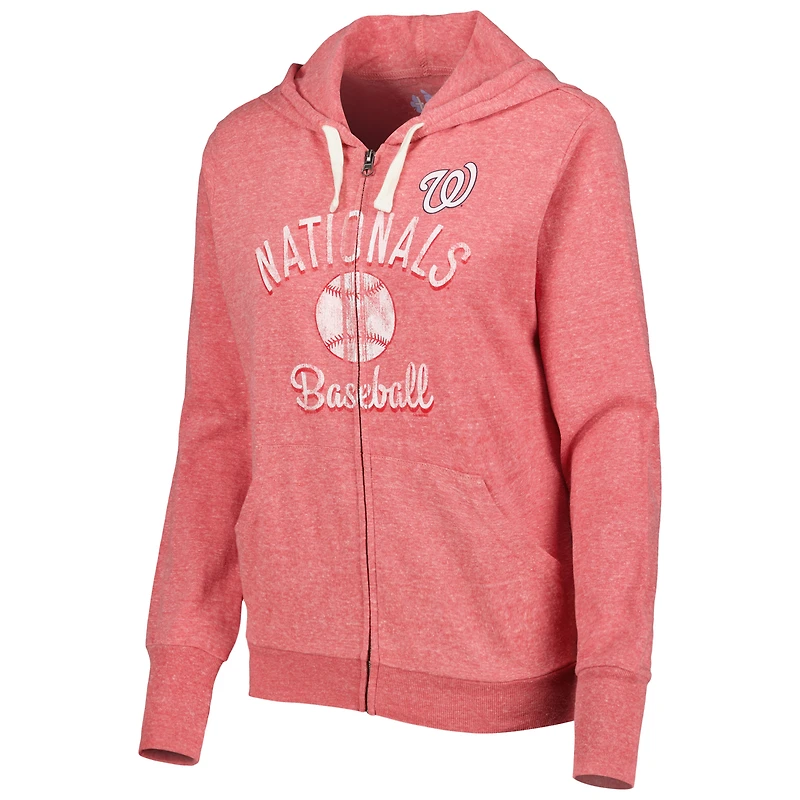 Sweat à capuche léger entièrement zippé pour femme Touch Red Washington Nationals Training Camp