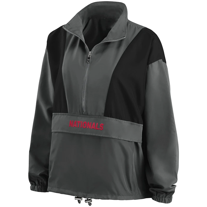 Women's WEAR by Erin Andrews Charcoal Washington Nationals Packable Half-Zip Jacket