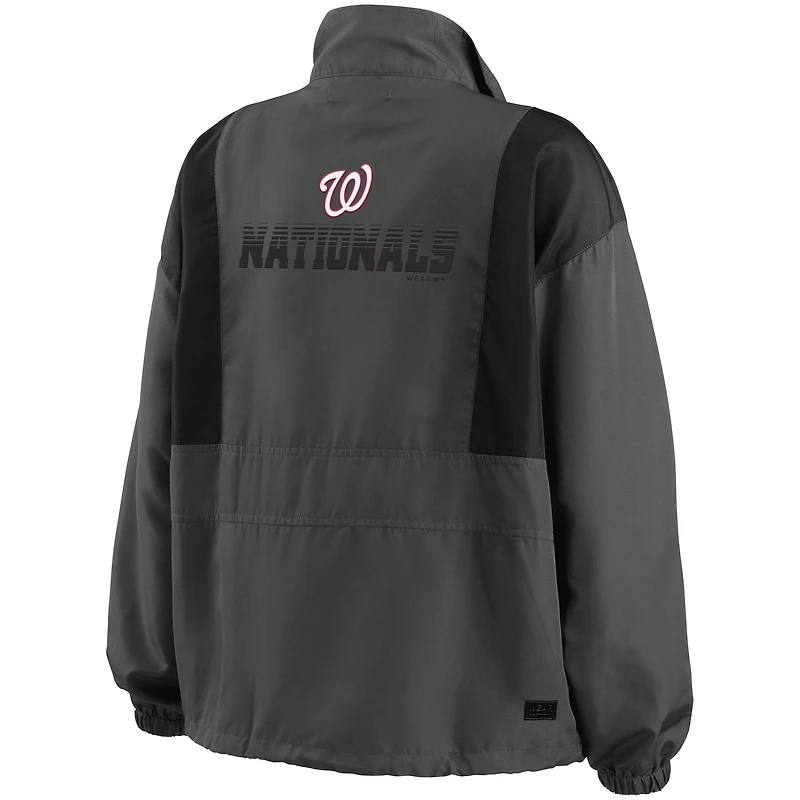 Women's WEAR by Erin Andrews Charcoal Washington Nationals Packable Half-Zip Jacket