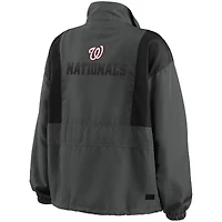 Women's WEAR by Erin Andrews Charcoal Washington Nationals Packable Half-Zip Jacket