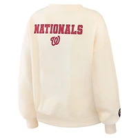 Women's WEAR by Erin Andrews Cream Washington Nationals Heavyweight Crew Neck Sweatshirt