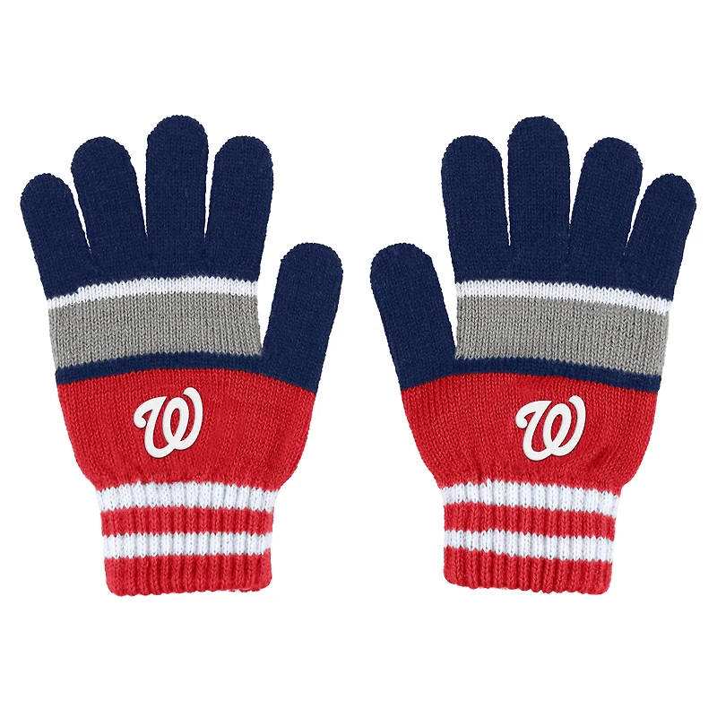 WEAR by Erin Andrews Ensemble gants et écharpe à rayures des Nationals de Washington pour femmes