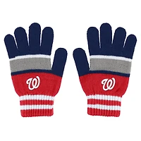 WEAR by Erin Andrews Ensemble gants et écharpe à rayures des Nationals de Washington pour femmes