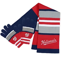 WEAR by Erin Andrews Ensemble gants et écharpe à rayures des Nationals de Washington pour femmes