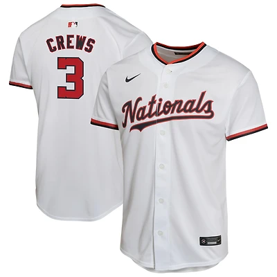 Maillot de joueur alternatif Nike Dylan Crews blanc des Nationals Washington pour jeunes
