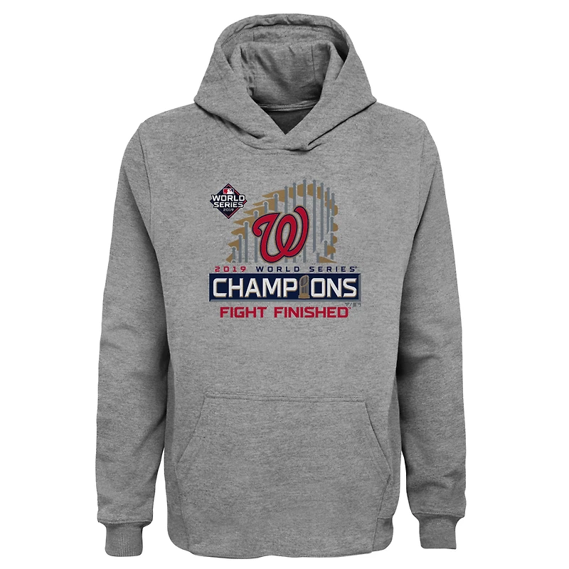 Sweat à capuche pour jeunes fanatiques Heather Grey Washington Nationals 2019 World Series Champions Locker Room