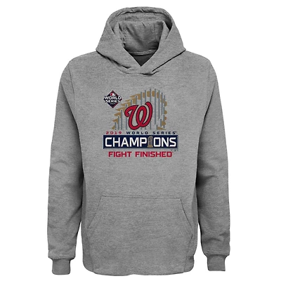 Sweat à capuche pour jeunes fanatiques Heather Grey Washington Nationals 2019 World Series Champions Locker Room