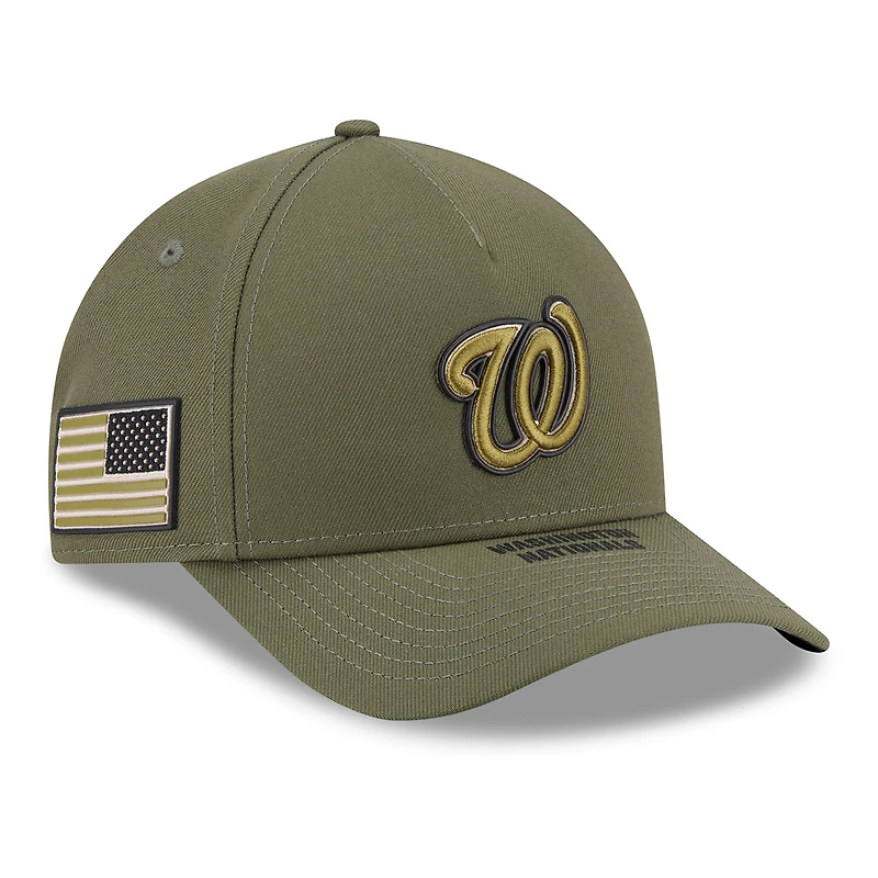 Casquette ajustable New Era Olive Washington Nationals 2026 Journée des forces armées 9FORTY M-Crown pour jeunes