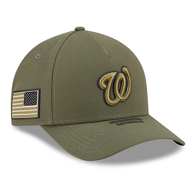 Casquette ajustable New Era Olive Washington Nationals 2026 Journée des forces armées 9FORTY M-Crown pour jeunes