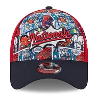 Casquette ajustable New Era 9FORTY rouge/bleu marine pour jeunes joueurs de la MLB 2025 des Nationals de Washington
