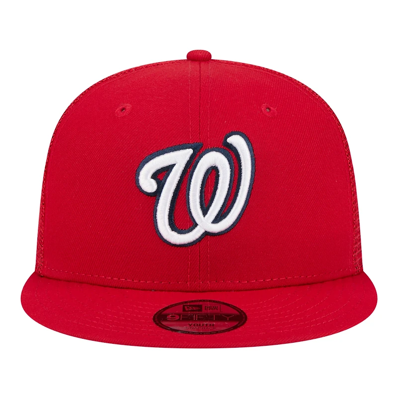 Youth New Era  Red Washington Nationals 9FIFTY Trucker Snapback Hat
