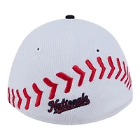 Casquette New Era Flex blanche et rouge Washington Nationals pour jeunes, modèle 39THIRTY M-Crown