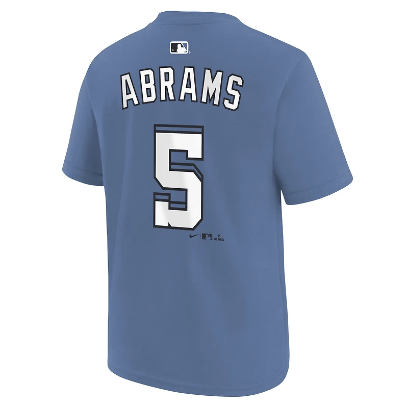 T-shirt Nike CJ Abrams bleu Washington Nationals City Connect pour enfant, nom et numéro