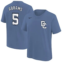 T-shirt Nike CJ Abrams bleu pour jeune, Washington Nationals Fuse City Connect, nom et numéro
