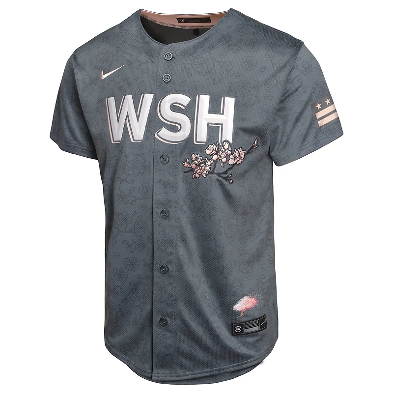 Maillot de joueur Nike C.J. Abrams Charcoal Washington Nationals City Connect Limited pour jeune