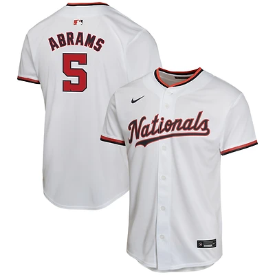 Maillot de joueur match à domicile Nike CJ Abrams pour jeunes des Nationals Washington, blanc