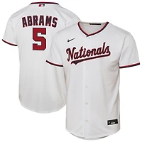 Maillot de joueur Nike CJ Abrams pour jeunes, blanc, réplique à domicile 2.0 des Nationals Washington