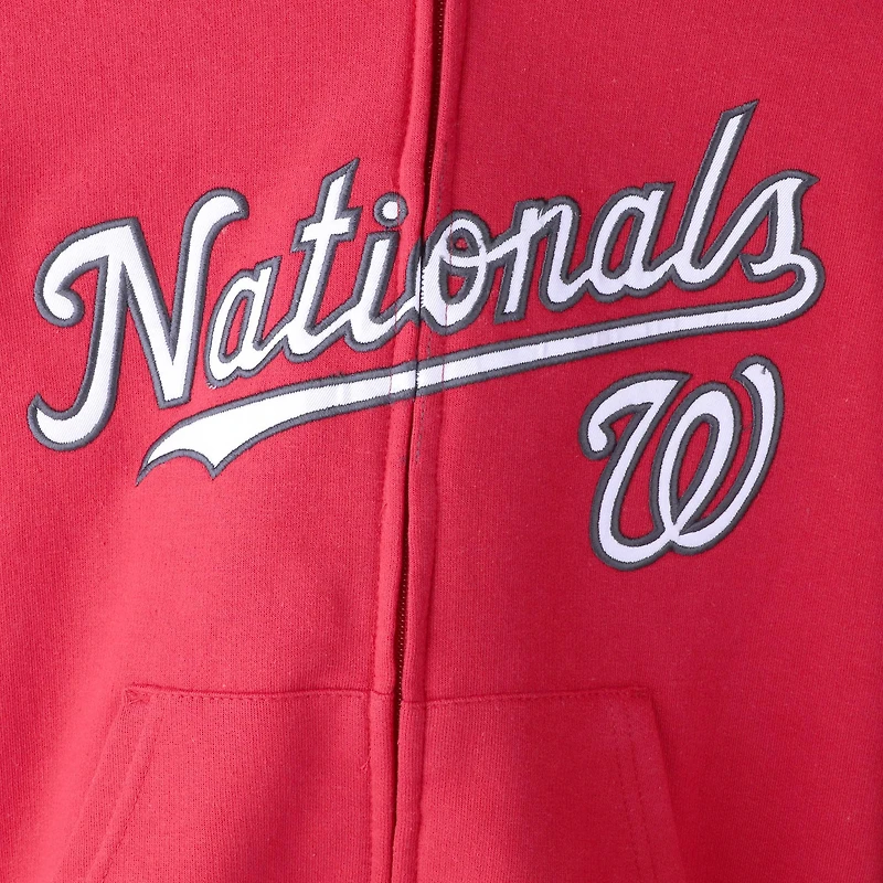 Sweat à capuche avec fermeture éclair intégrale pour jeunes, rouge, équipe des Nationals de Washington