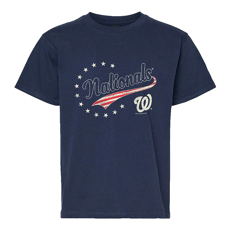 Youth Soft as a Grape Navy Washington Nationals Americana T-Shirt