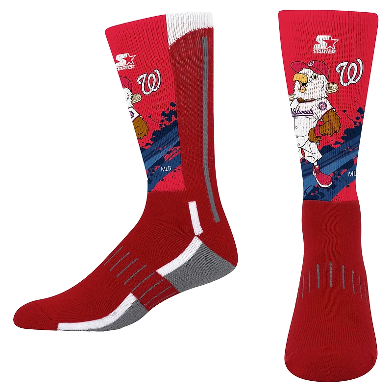 Youth Starter Red Washington Nationals Phenom Mascot Color Splash Crew Socks