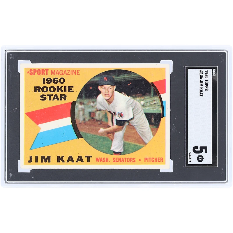 Jim Kaat Washington Senators 1960 Topps #136 SGC Authenticated 5 Rookie Card