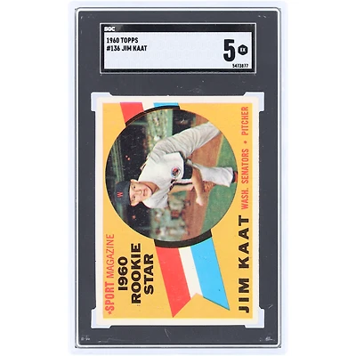 Jim Kaat Washington Senators 1960 Topps #136 SGC Authenticated 5 Rookie Card