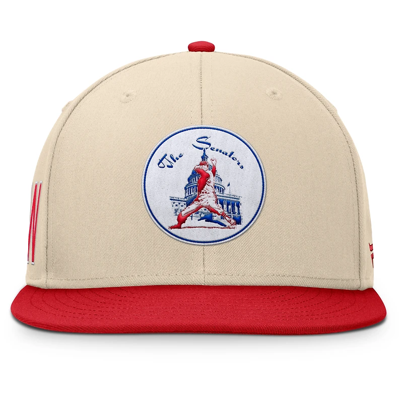 Men's Fanatics Natural/Red Washington Senators Cooperstown Collection Bounder Snapback Hat