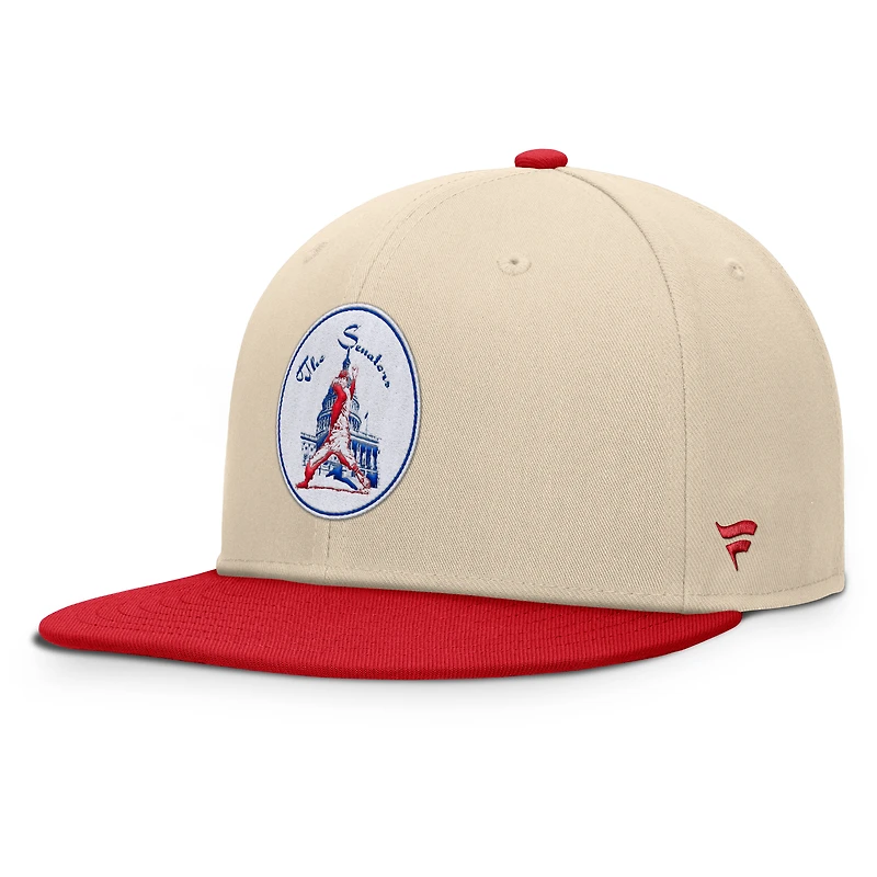 Men's Fanatics Natural/Red Washington Senators Cooperstown Collection Bounder Snapback Hat