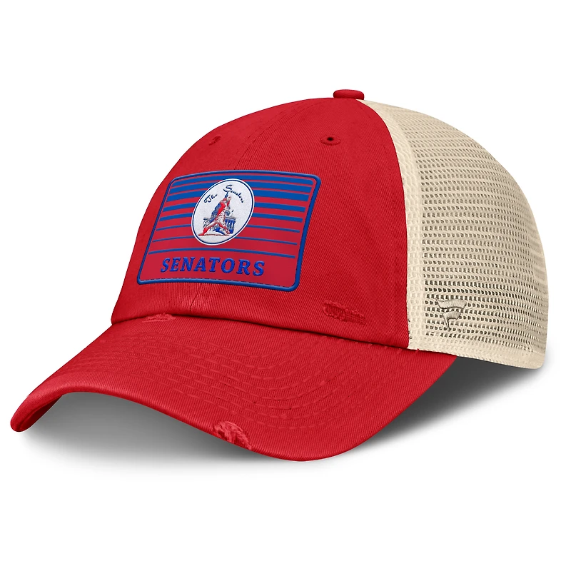 Casquette ajustable en maille Eastbound de la collection Cooperstown des Washington Senators pour hommes Fanatics rouge/naturel