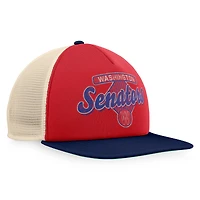 Casquette Snapback de camionneur en mousse Talley de la collection Cooperstown des Sénateurs de Washington Fanatics rouge/bleu marine pour hommes