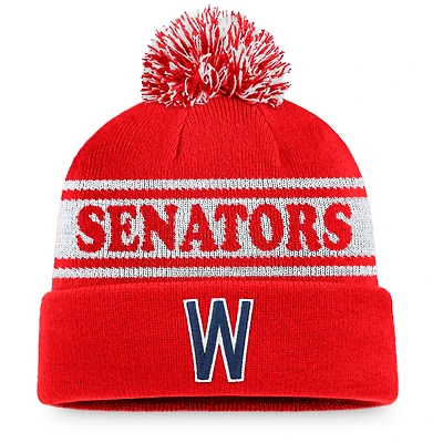 Men's Fanatics Red/White Washington Senators Sport Resort Cuffed Knit Hat with Pom