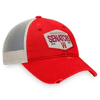 Casquette réglable de camionneur avec patch de la collection Cooperstown des Sénateurs de Washington Fanatics rouges pour hommes