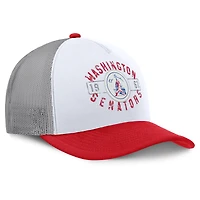 Men's Fanatics White/Red Washington Senators Cooperstown Collection Designated A-Frame Foam Front Trucker Adjustable Hat
