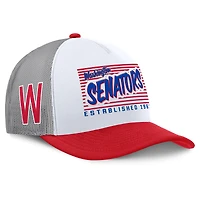 Men's Fanatics White/Red Washington Senators On Deck A-Frame Snapback Hat