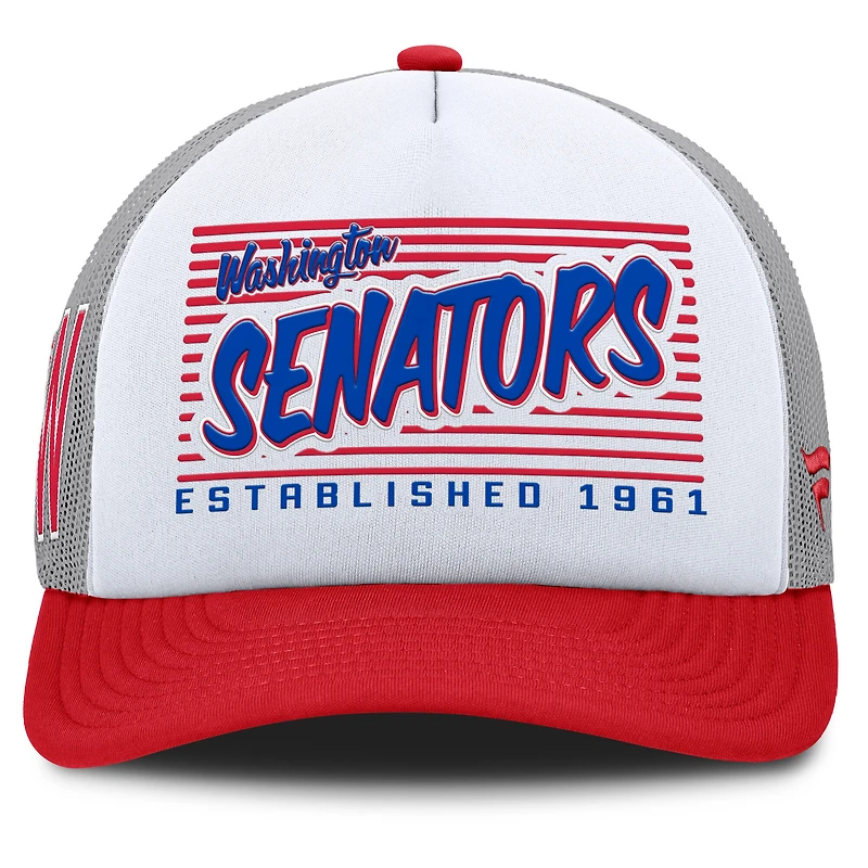 Men's Fanatics White/Red Washington Senators On Deck A-Frame Snapback Hat