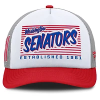 Men's Fanatics White/Red Washington Senators On Deck A-Frame Snapback Hat