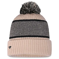 Bonnet en tricot à revers Fanatics pour femmes, naturel/noir, Washington Senators, avec pompon