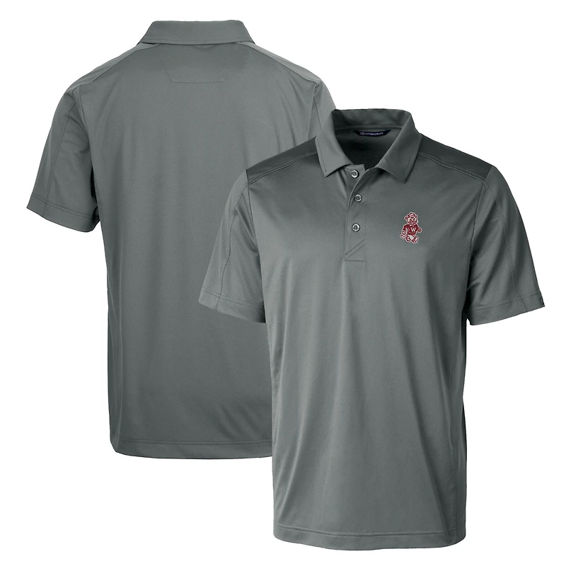 Cutter & Buck Steel Washington State Cougars Primary Team Logo Prospect Textured Stretch Polo