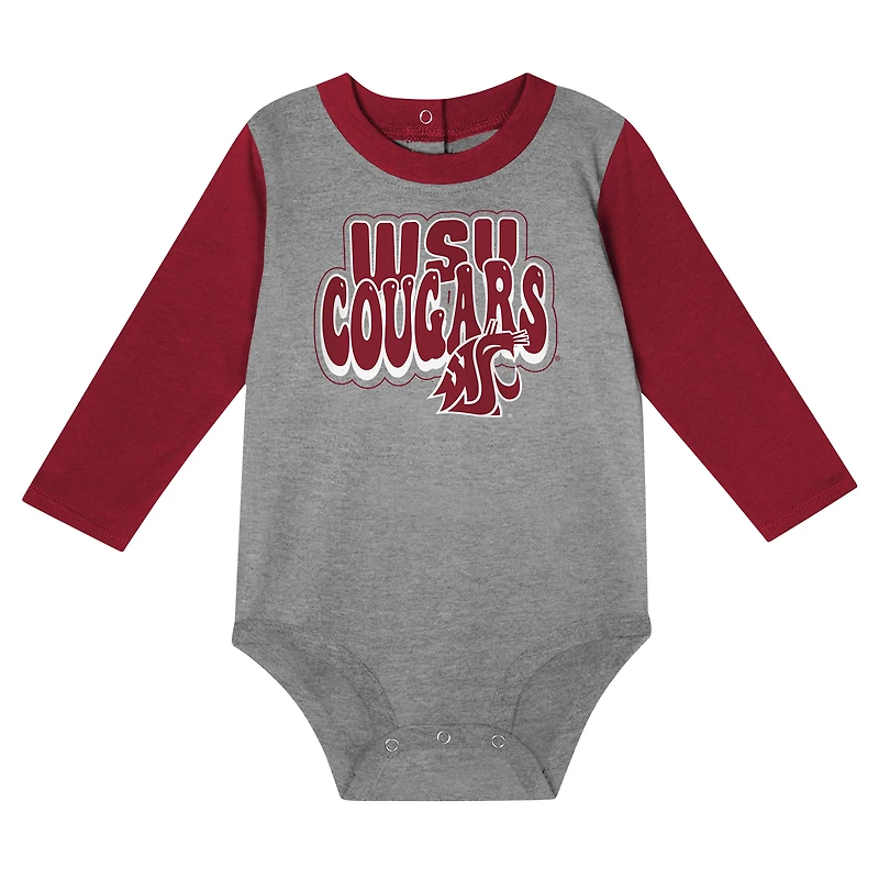 Ensemble body et pantalon à manches longues pour bébé Crimson Washington State Cougars Double Up