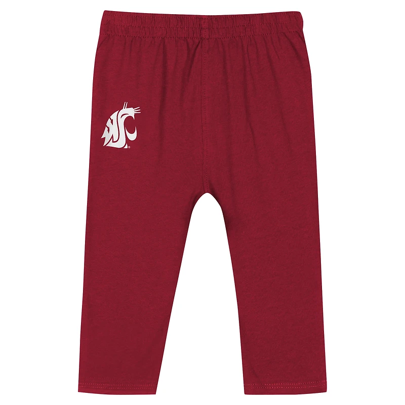 Ensemble body et pantalon à manches longues pour bébé Crimson Washington State Cougars Double Up