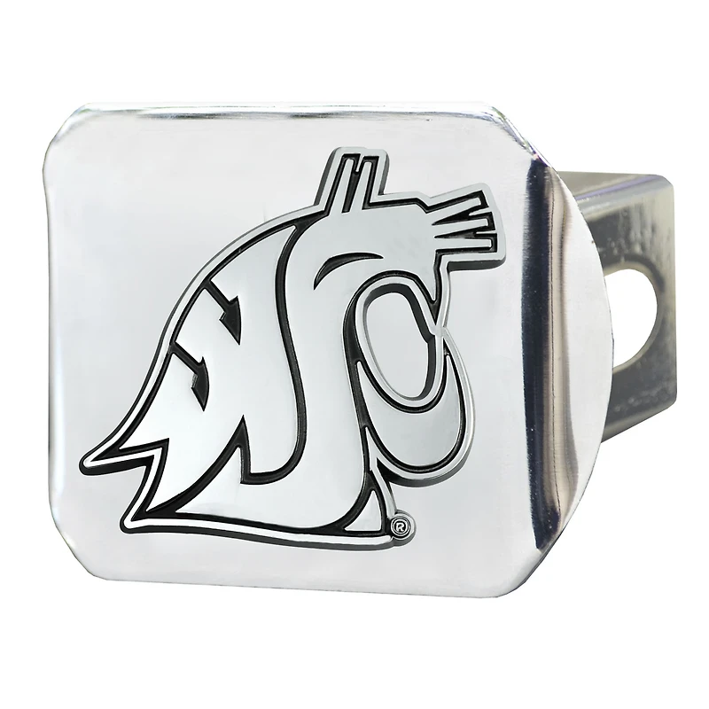 Cache-attelage chromé de l'État de Washington, logo des Cougars de l'État de Washington.