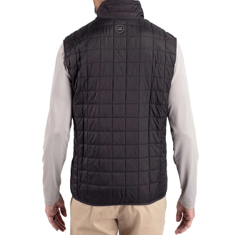 Men's Cutter & Buck  Black Washington State Cougars Rainier Eco Insulated PrimaLoft Full-Zip Puffer Vest