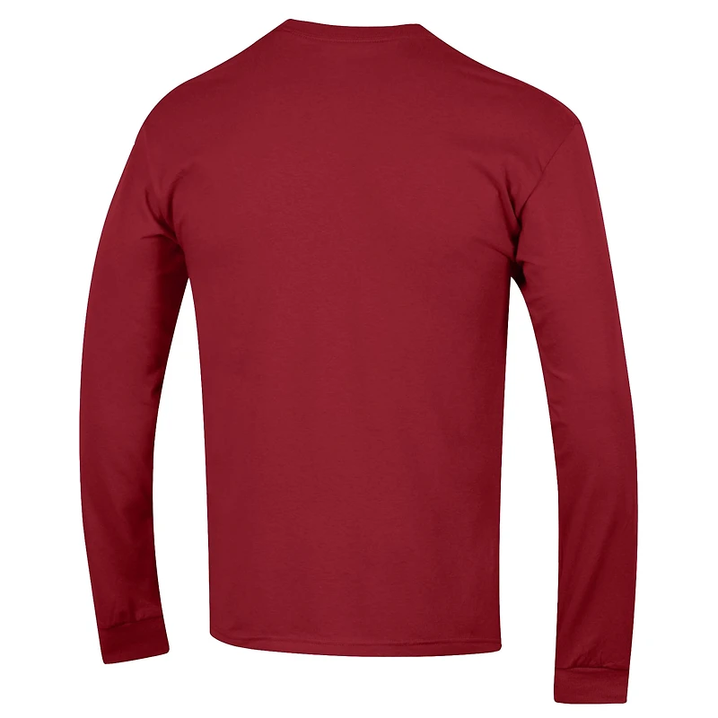 Men's Champion  Crimson Washington State Cougars Arch Over Logo 2-Hit Long Sleeve T-Shirt