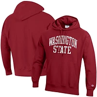 Sweat à capuche coupe décontractée Champion Crimson Washington State Cougars Team Arch Reverse Weave pour homme