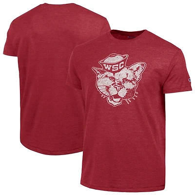 Men's Champion  Crimson Washington State Cougars Vintage Triumph Tri-Blend T-Shirt